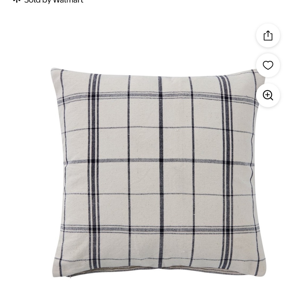 Plaid Decorative Pillow - Cream and Black
